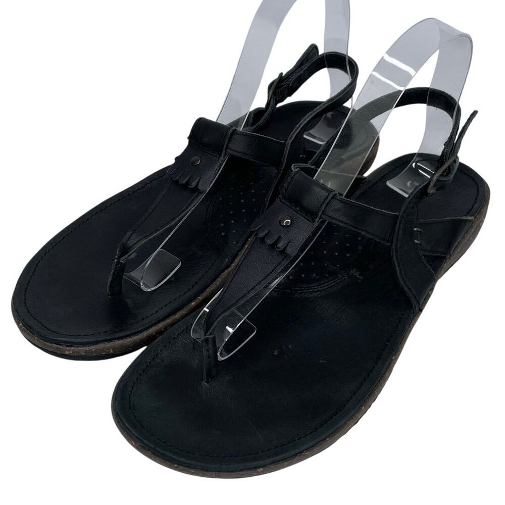 Columbia Black Leather Thong Back Strap Sandals Women's Size 9